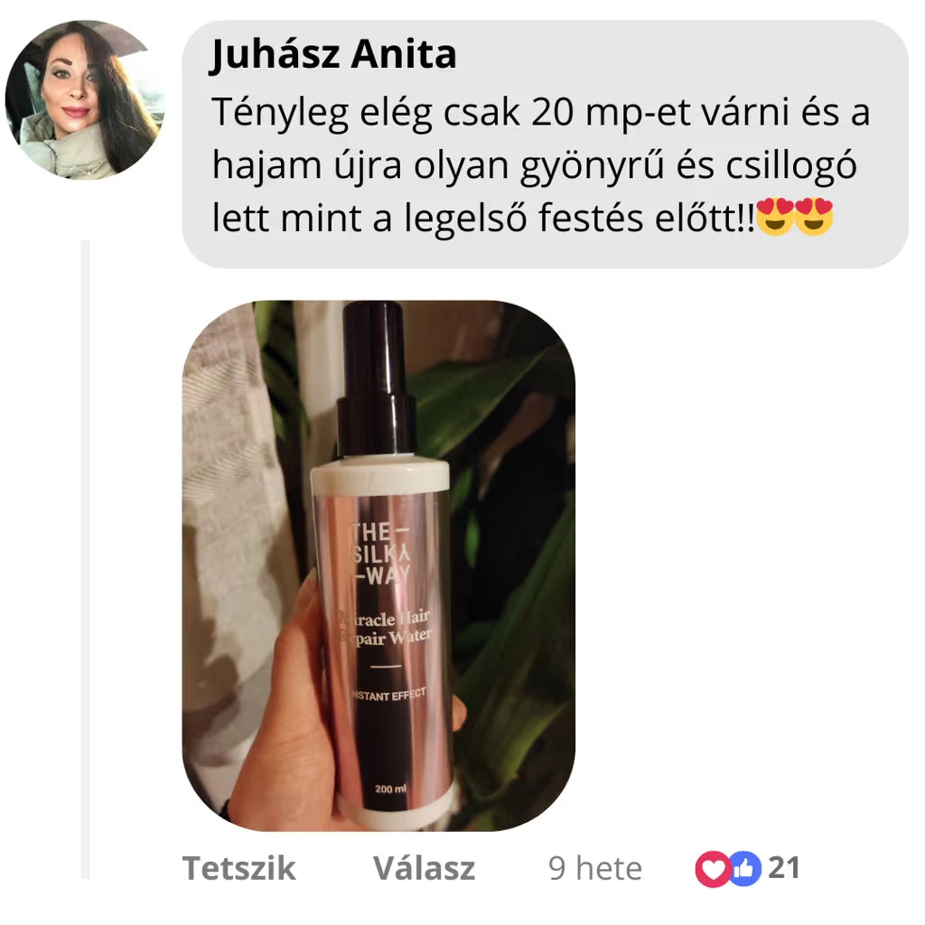 TheSilkyWay Miracle Hajregeneráló Víz vásárlói fotón Juhász Anita véleményével