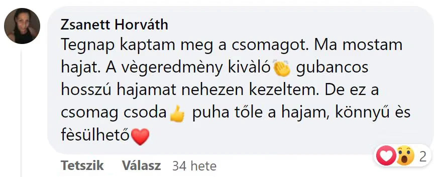 Vásárlói vélemény a TheSilkyWay termékek hatásáról gubancos, hosszú hajon