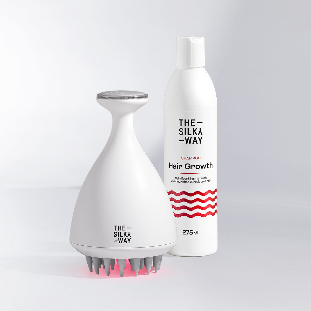 Vörösfény-terápiás Fejbőrmasszírozó + Hajhulláscsökkentő  Sampon