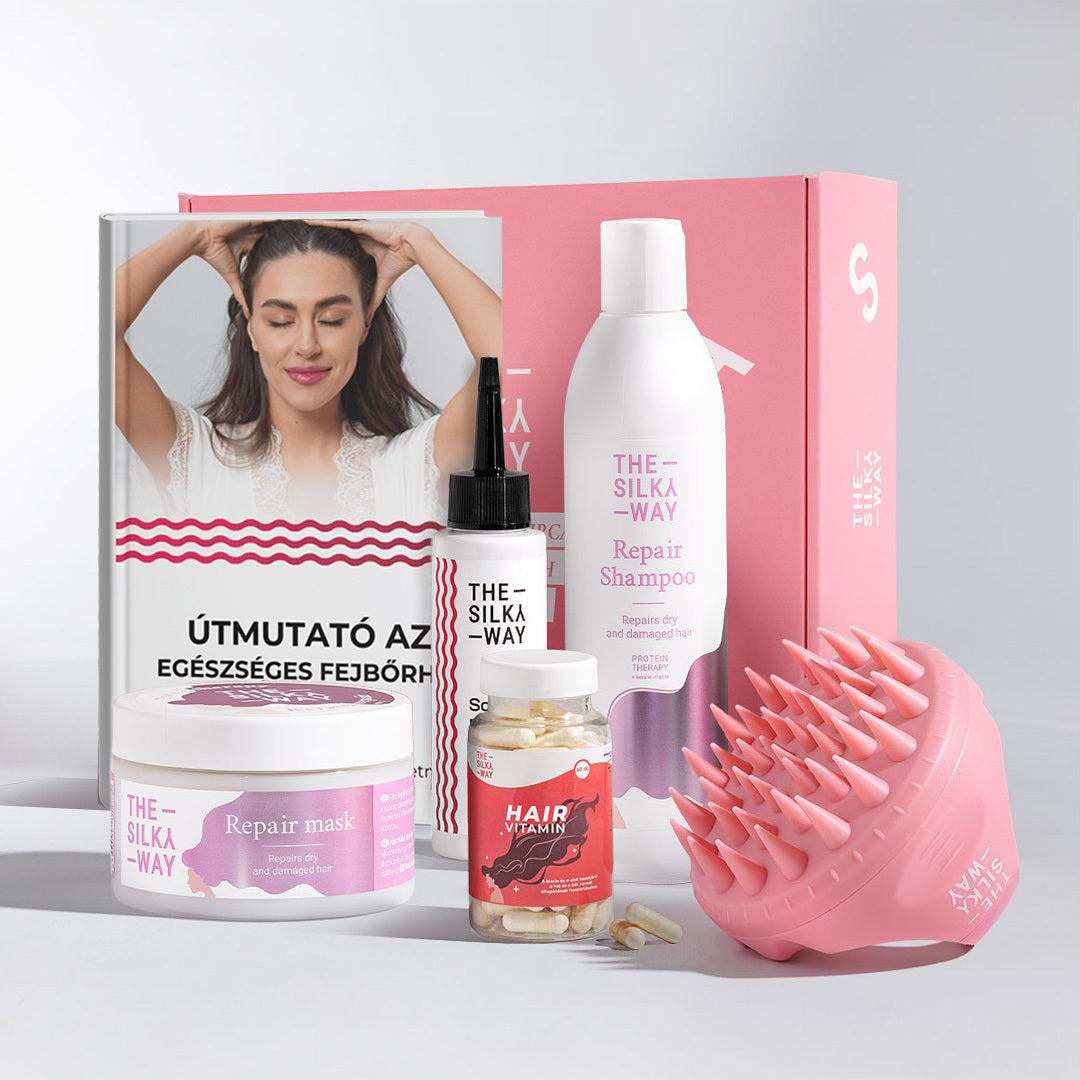 Savbázisú Fejbőrtisztító + Hajregeneráló Maszk + Hajregeneráló Sampon + Hajvitamin + Fejbőr Masszírozó Kefe